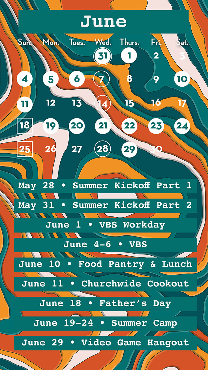1335 Student Ministry at First Methodist Church Wetumpka Summer Calendar 2023