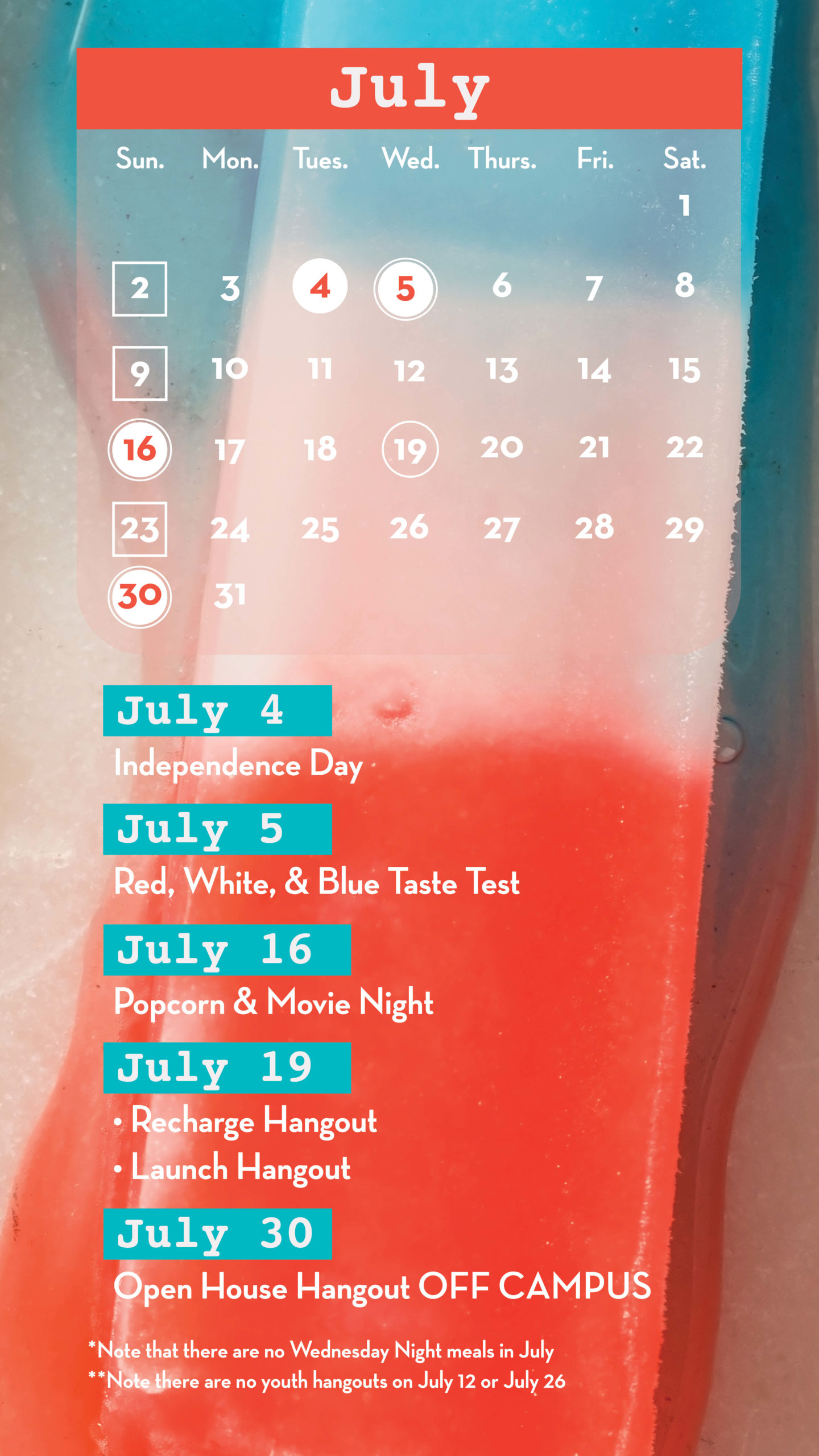 July 2023 Summer Calendar